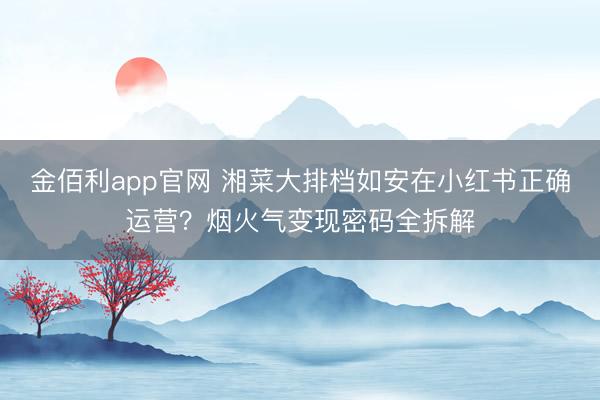 金佰利app官网 湘菜大排档如安在小红书正确运营？烟火气变现密码全拆解